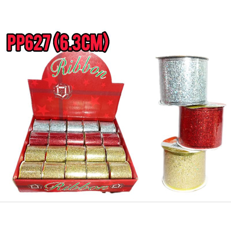 

Pita gulung Ribbon Natal Glitter 6.3cm 3yard