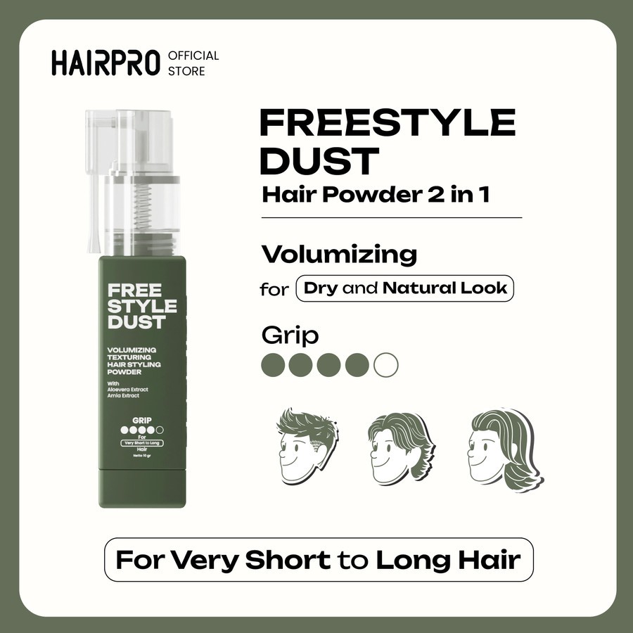 HAIRPRO Hair Powder 2in1 kemasan terbaru Hairnerds Professional Freestyle Dust Styling Rambut Pria g