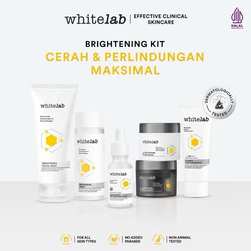 [Alfazzamart] Whitelab 6pcs Brightening Paket Wajah - Facial Wash, Toner, Serum, Moisturizer, Sunscr