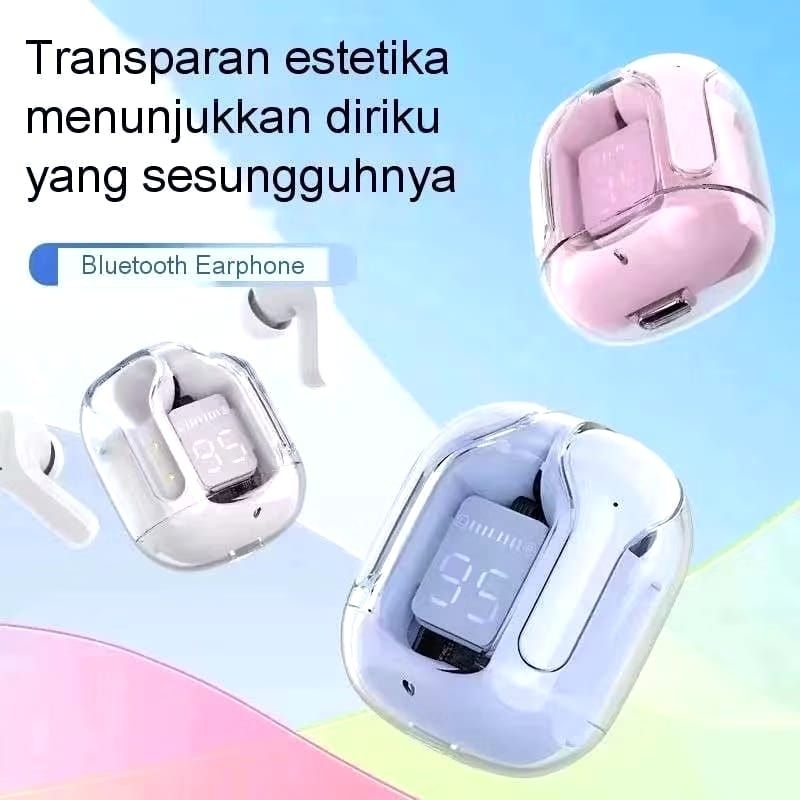 {MY} Headset Bluetooth TWS 5.3 Wireless Led Earphone Android With Microphone Hifi Stereo Bass / Ultr