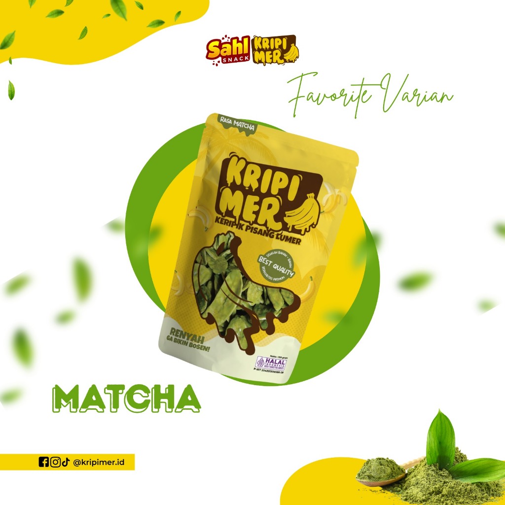 

KRIPIK PISANG LUMAR RASA MATCHA Cemilan Sehat