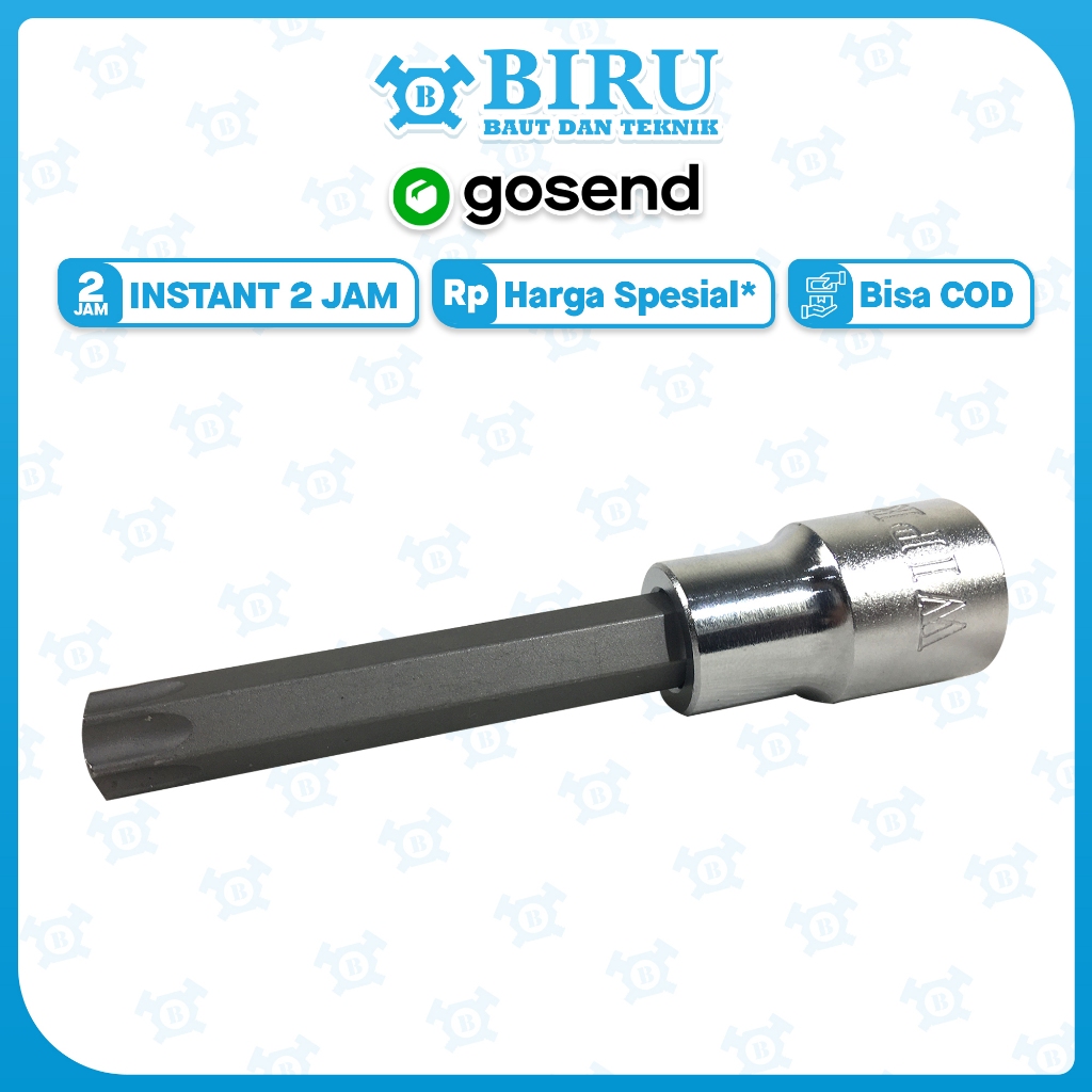 WIPRO Mata Socket Star Bit Panjang ukuran T55 x Driver 1/2 Inch| Torx Bit Socket - Kunci L Bintang P