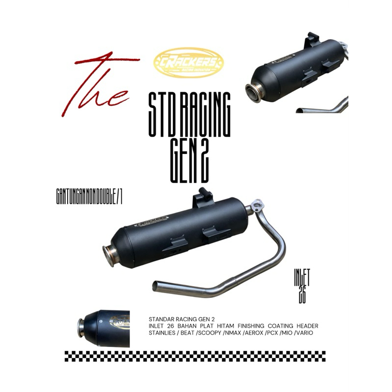 Knalpot Std Racing Crackers Gen2 Non Tameng Vario Nmax Aerox Pcx Mio Beat Scoopy Dll