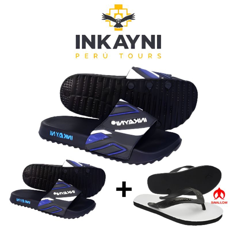 Sandal Slip On Infokan + Swallow Putih Tapak Hitam D 05