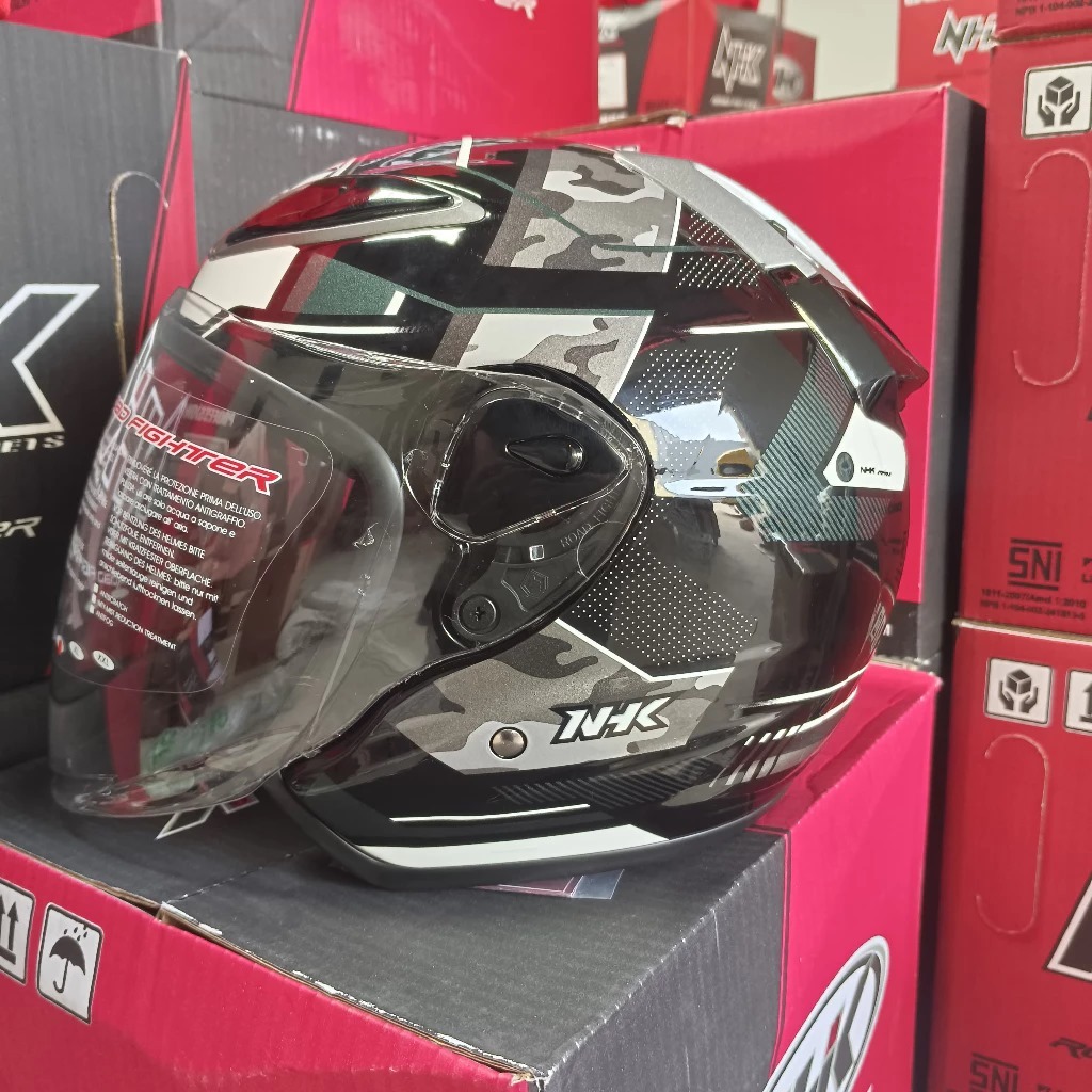 HELM HALF FACE NHK R6 ELLIES BLACK SILVER Helm