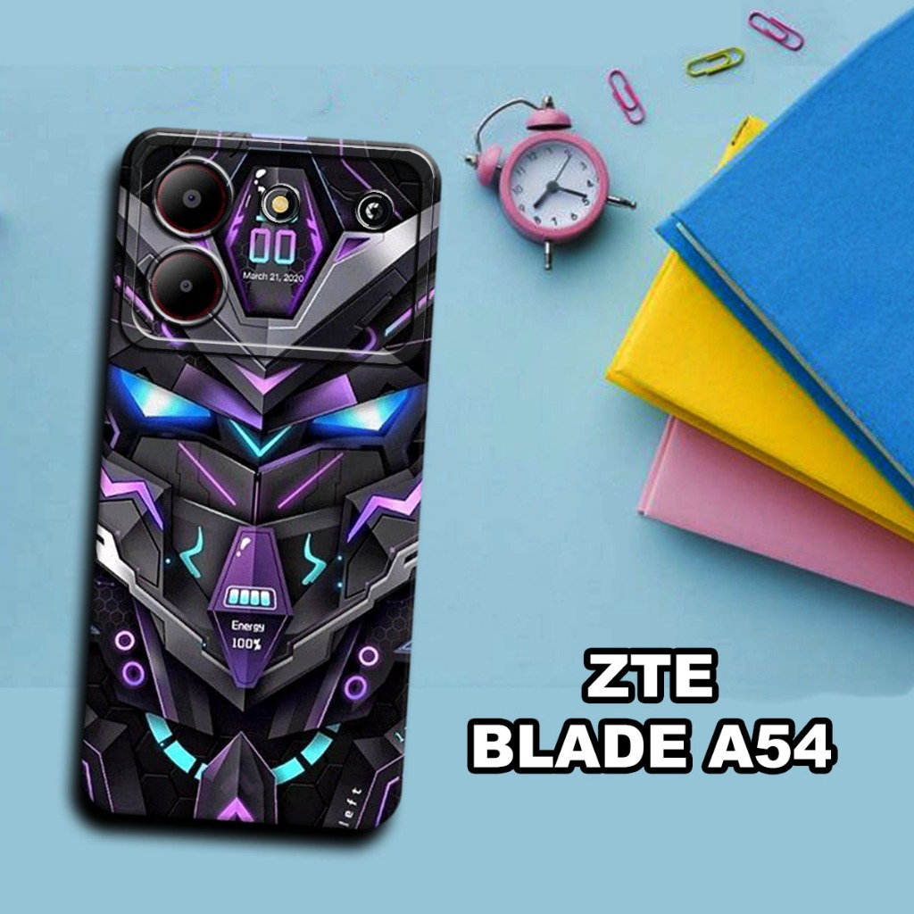 S24-Softcase procamera untuk ZTE BLADE A54  Terbaru - ZTE BLADE A54 - bahan karet lentur-Motif Robot