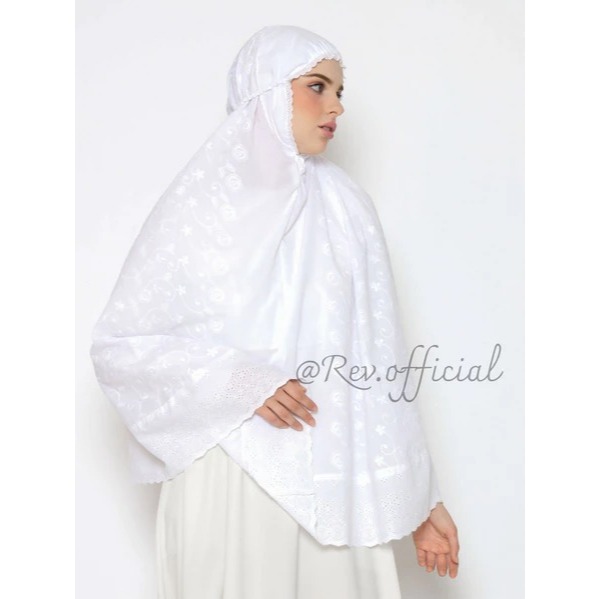 TERBARU Bergo Umroh Super Jumbo kerudung Umroh full bordir Renda Katun