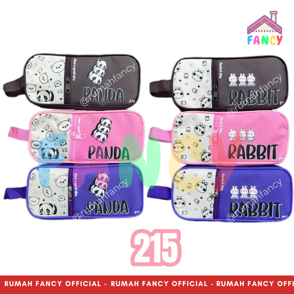 

Tempat Pensil Kain + Sleting Depan HD 215 Motif Kartun Animal PANDA Cute Bunny RABBIT Lucu Unik Murah