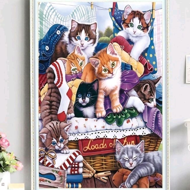 DIY PAKET KRISTIK kucing cats friendship pola kain cross stitch kit