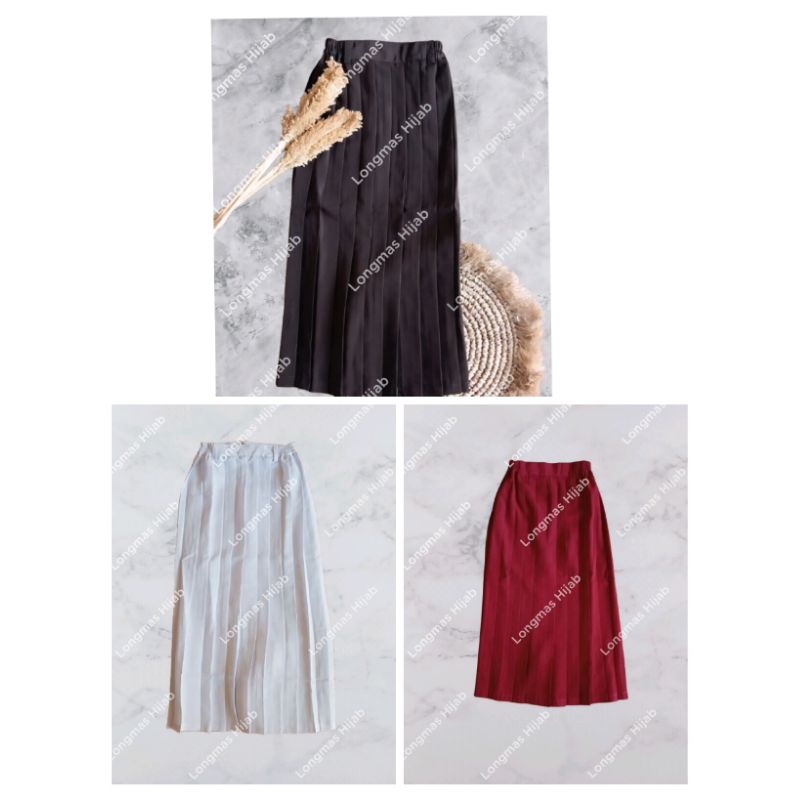 Rok Seragam Sekolah SD Perempuan/Rok Panjang Rempel Lipit Coklat, Merah, Putih