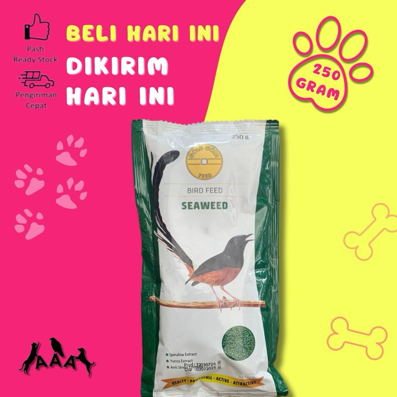 Gold Coin Rumput Laut Pakan Voer Murai - 250gr