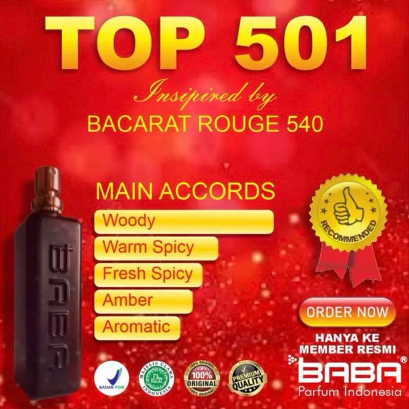 BACCARAT ROUGE 540 (PARFUM BABA TOP SELLER TAHAN 24 JAM++ AROMA PALING RECOMENDED )