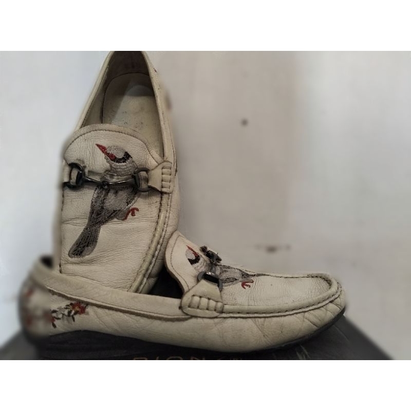 Sepatu Slip-on Pria/Sepatu Casual Putih/Sepatu vans putih/Sepatu mewah gambar burung/Sepatu antik