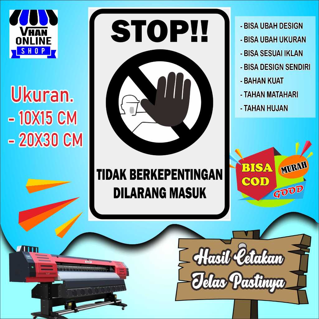 

Cetak Sticker Tempelan Stop atau Larangan Putih