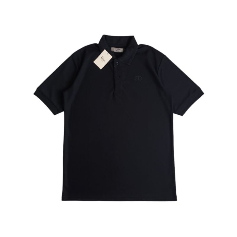 Kaos Polo Shirt Pria Christian Dior Cd Icon Full Black