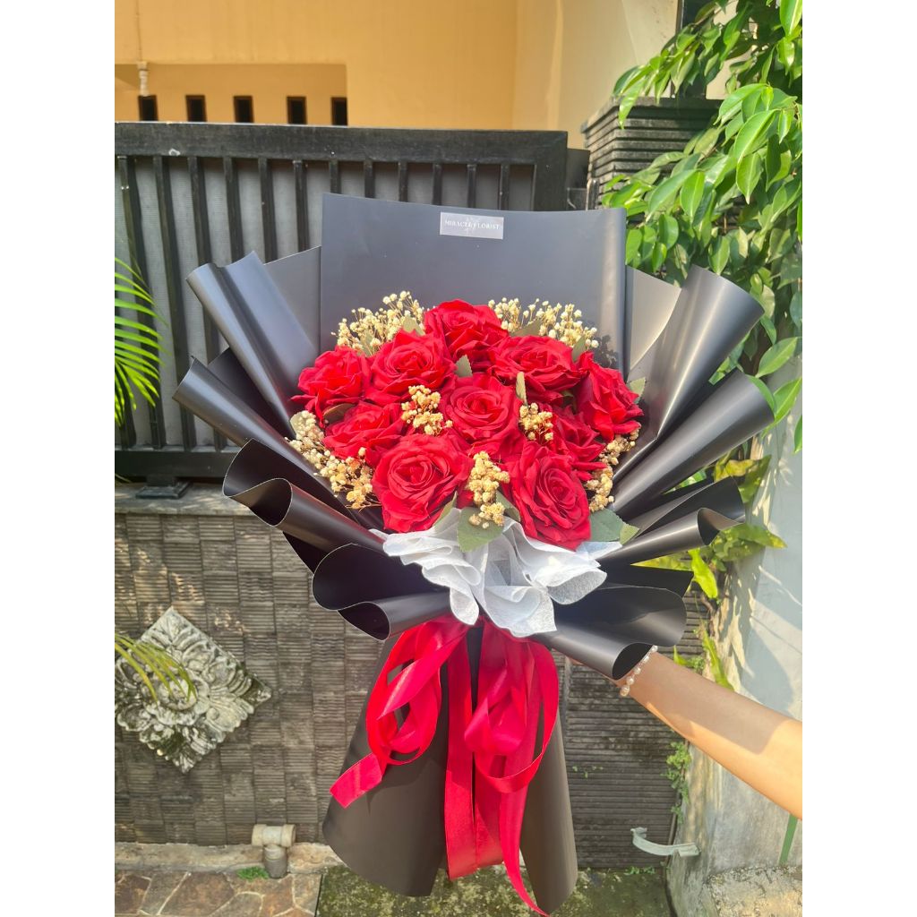 MIRACLE FLORIST ARTIFICIAL ROSE BOUQUET BUKET BUNGA MAWAR PALSU ARTIFICIAL GIFT BOUQUET BUNGA PALSU