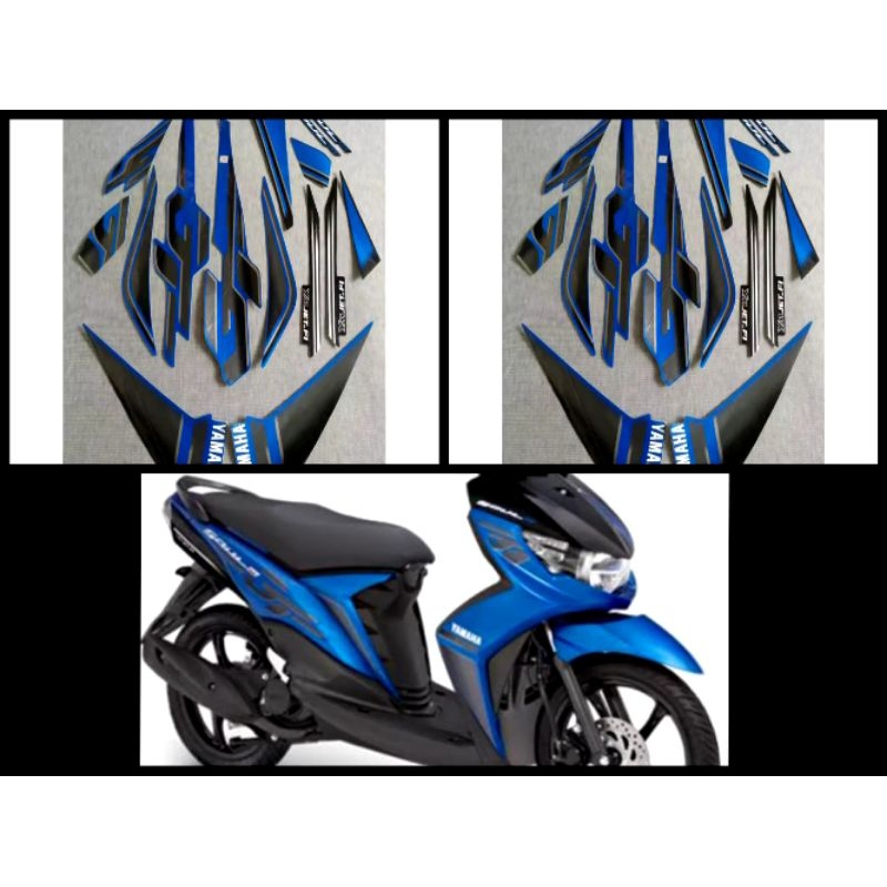STIKER STRIPING LIS LES POLET PLAT PLISIR BODY MOTOR YAMAHA MIO SOUL GT 2012 2013 MUSCLE BIRU