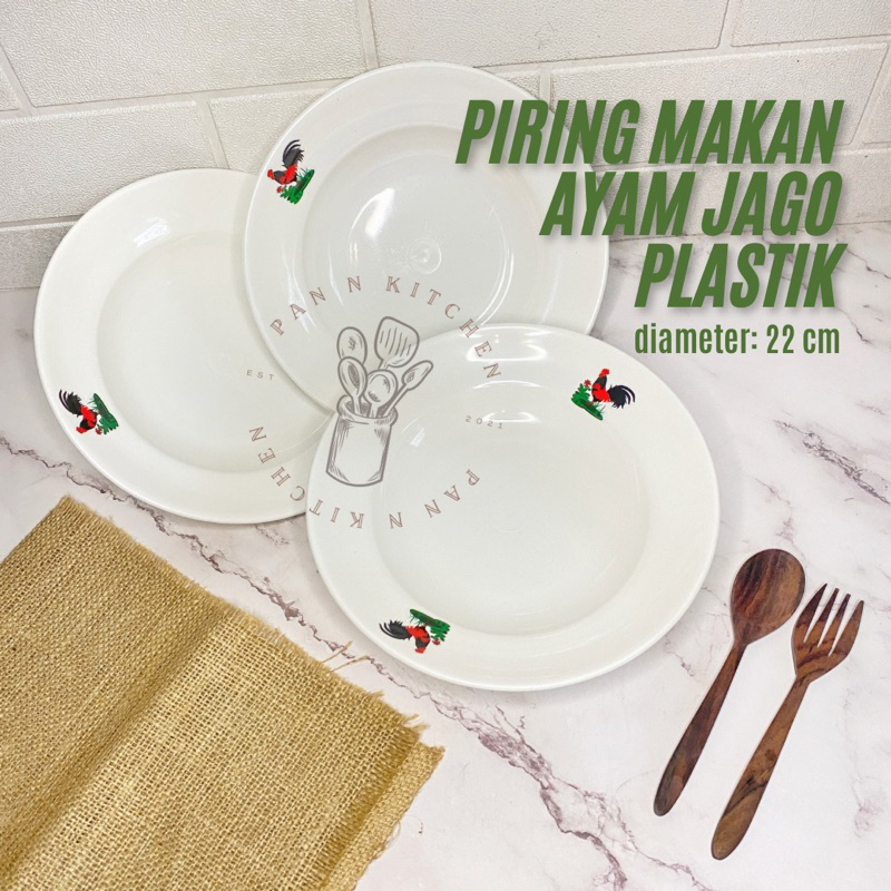 Piring Makan Ayam Jago Plastik/ Piring Mangkok Jadul/ Mangkok Jago Plastik 16 cm/ Piring Jago Plasti