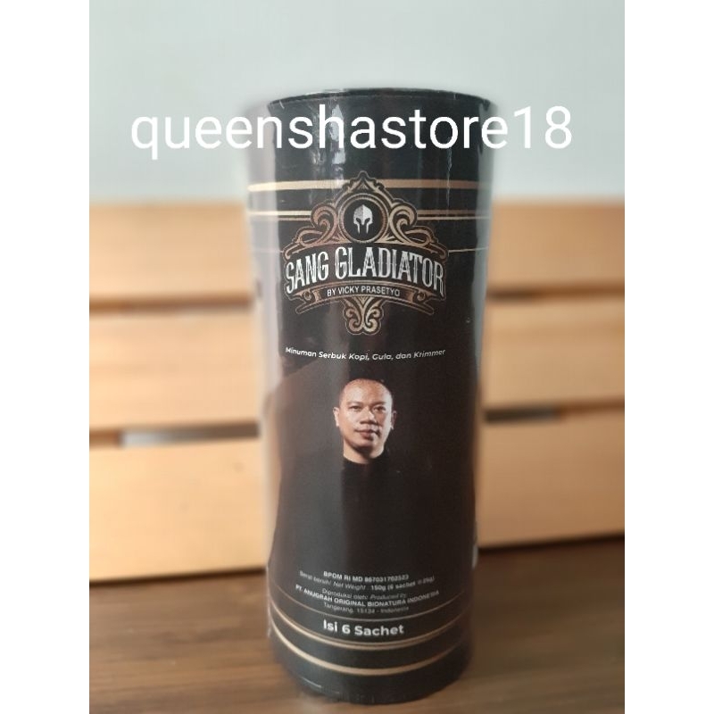 

Kopi SANG GLADIATOR by Vicky Prasetyo Minuman serbuk kopi 1 Kaleng isi 6 sachet ORIGINAL 100% ASLI