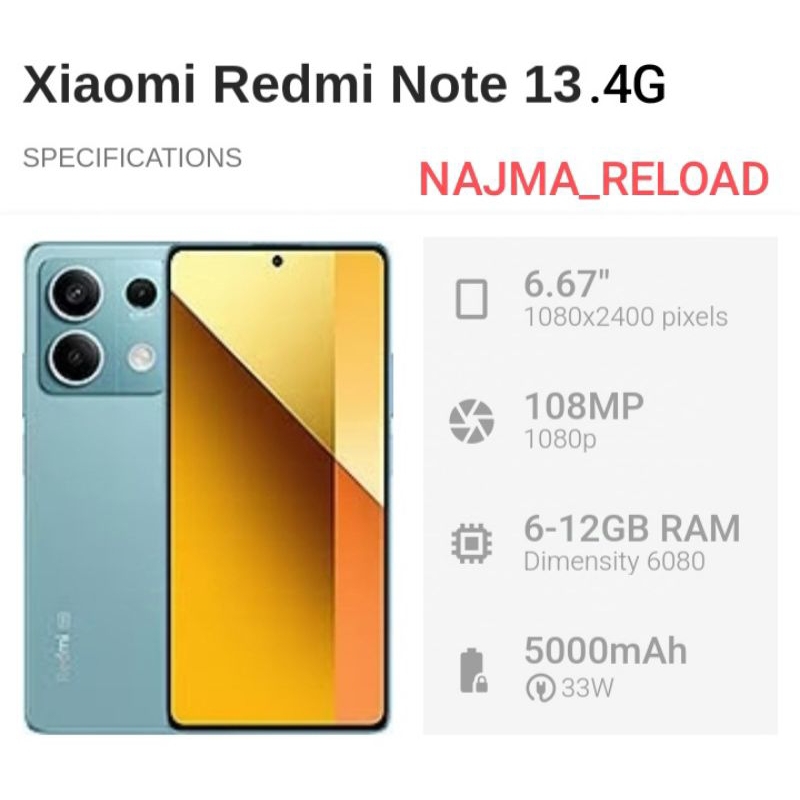 XIAOMI REDMI NOTE 13. RAM 8/128. / RAM 8/256. - BARU SEGEL GARANSI RESMI