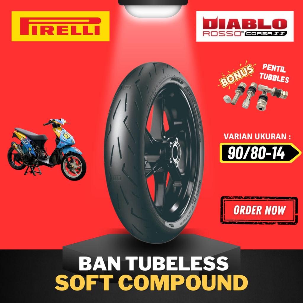 PROMO [READY COD] BAN PIRELLI DIABLO ROSSO CORSA 2 90/80-14 SOFT COMPOUND RING 14 / BAN BALAP SOFT