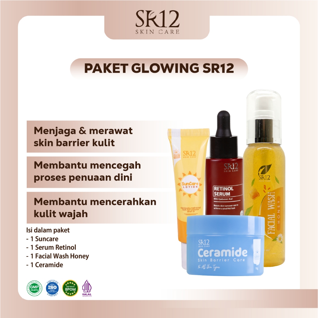 Paket Glowing Pemutih SR12 Skincare - Membantu Mencegah Penuaan Dini - Kulit Wajah