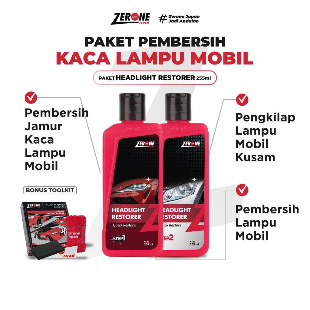 Pembersih Lampu Mobil Kuning Headlamp Zerone Japan Headlight Restorer Pembersih Mika Lampu