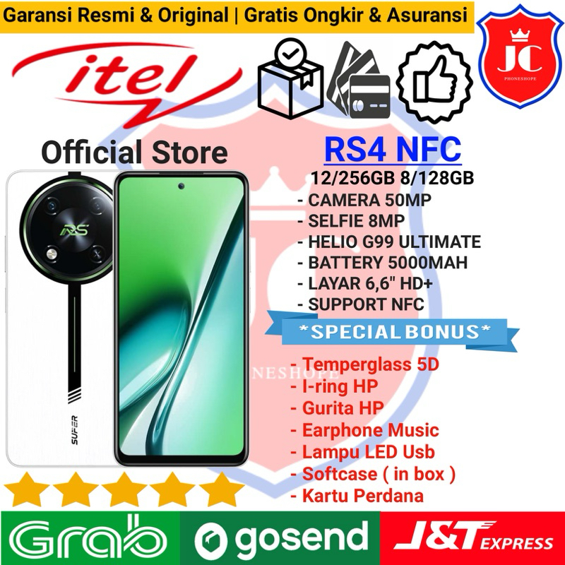 ITEL RS4 NFC RAM 12/256GB 8/128GB GARANSI RESMI ITEL INDONESIA