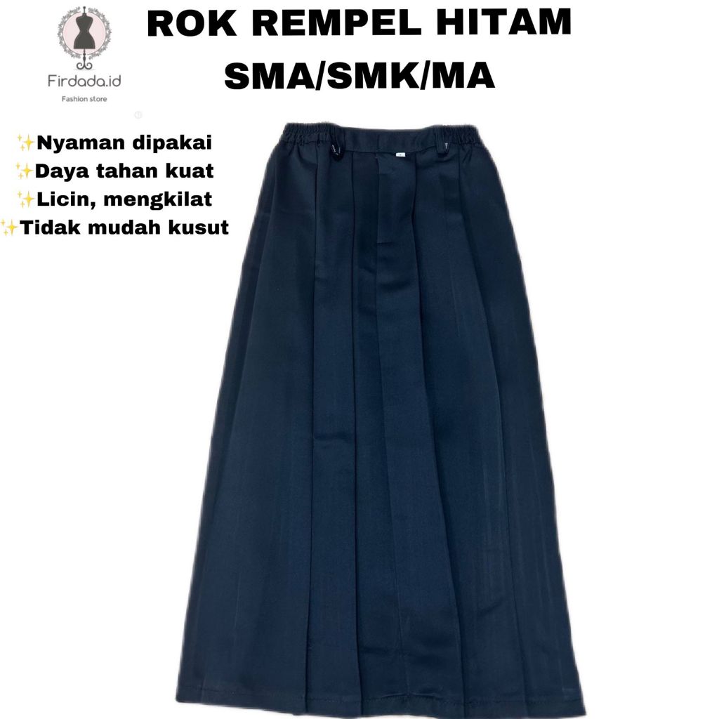 ROK REMPEL HITAM SERAGAM SEKOLAH SMA/SMK/MA BAHAN ELEMEN