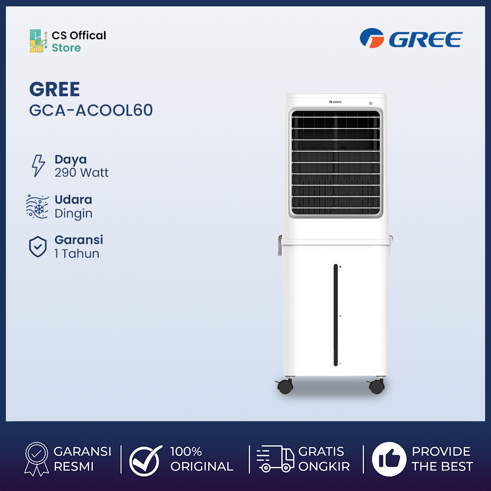 GREE Air Cooler Kapasitas 60 Liter - with Honeycomb + pra-filter  penyejuk & Humidifier - Model GCA-