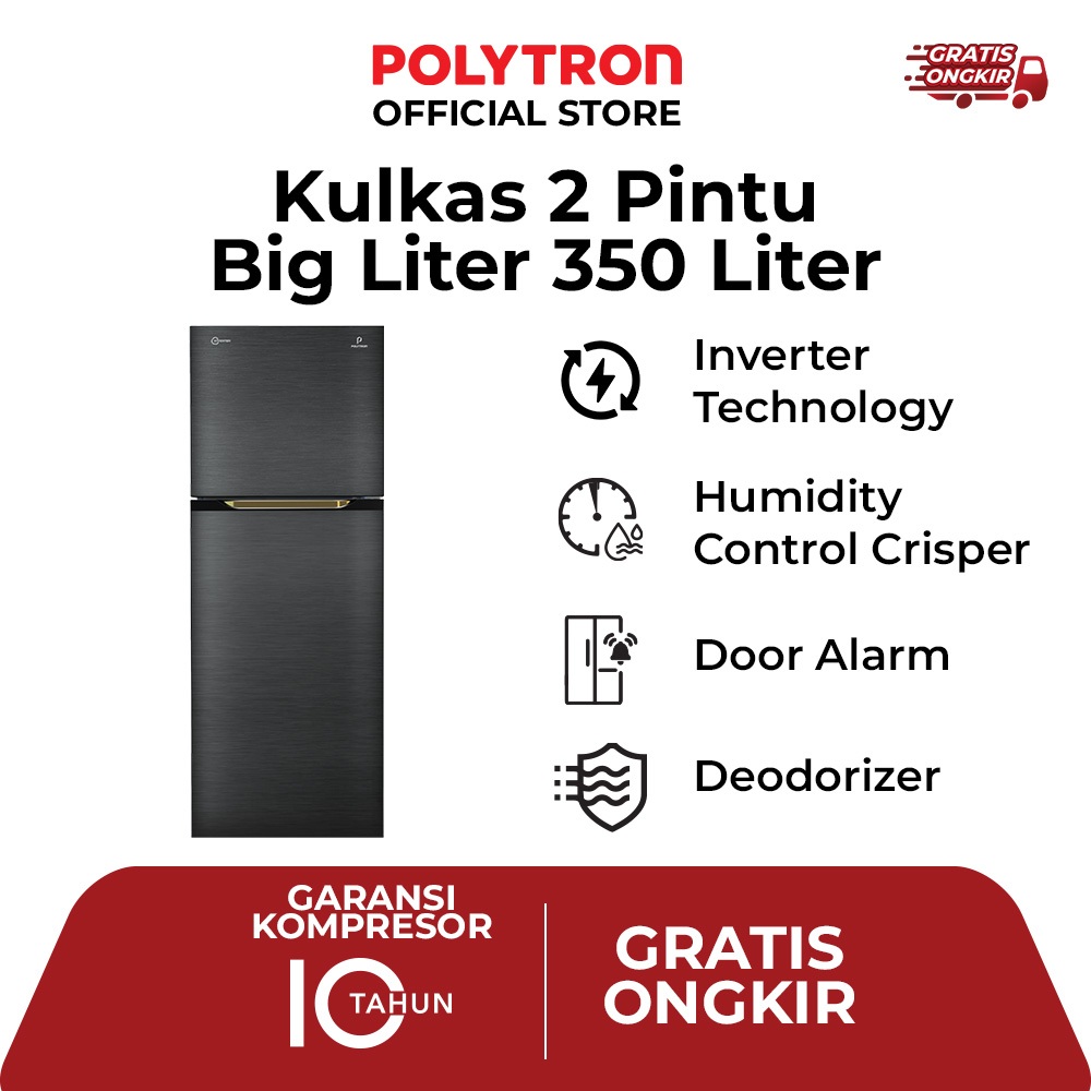 Kulkas POLYTRON New Belleza Big Liter Inverter 2 pintu Inverter PRM 491GH