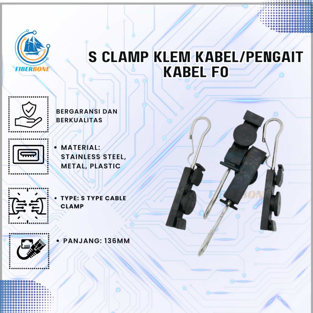 S Clamp Klem Kabel/Pengait kabel Fo