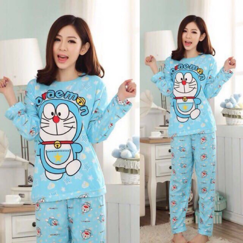 Setelan Piyama doraemon/Setelan Baju tidur doraemon / Baju tidur doraemon / Piyama doraemon