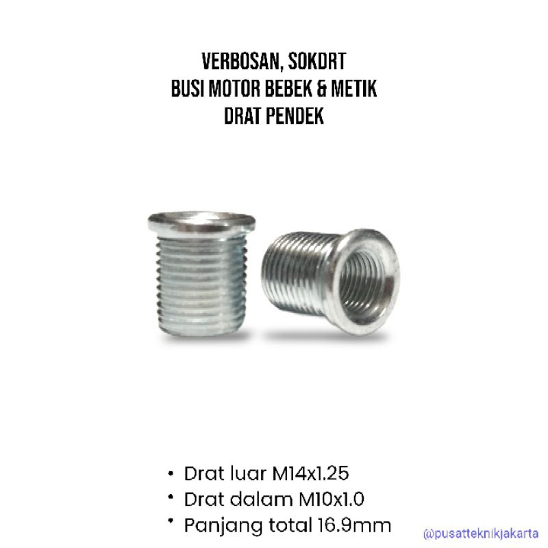 bos busi sok drat busi bebek n metik busi pendek drat luar m14x1.25 dalam m10x1.0
