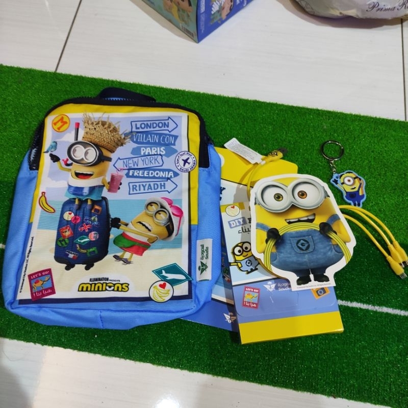 TAS MINIONS OFFICIAL ANAK KUMPLIT BUKU GAMBAR MINION GANTUNGAN KUNCI MINION SET SEPERTI DI FOTO KABE