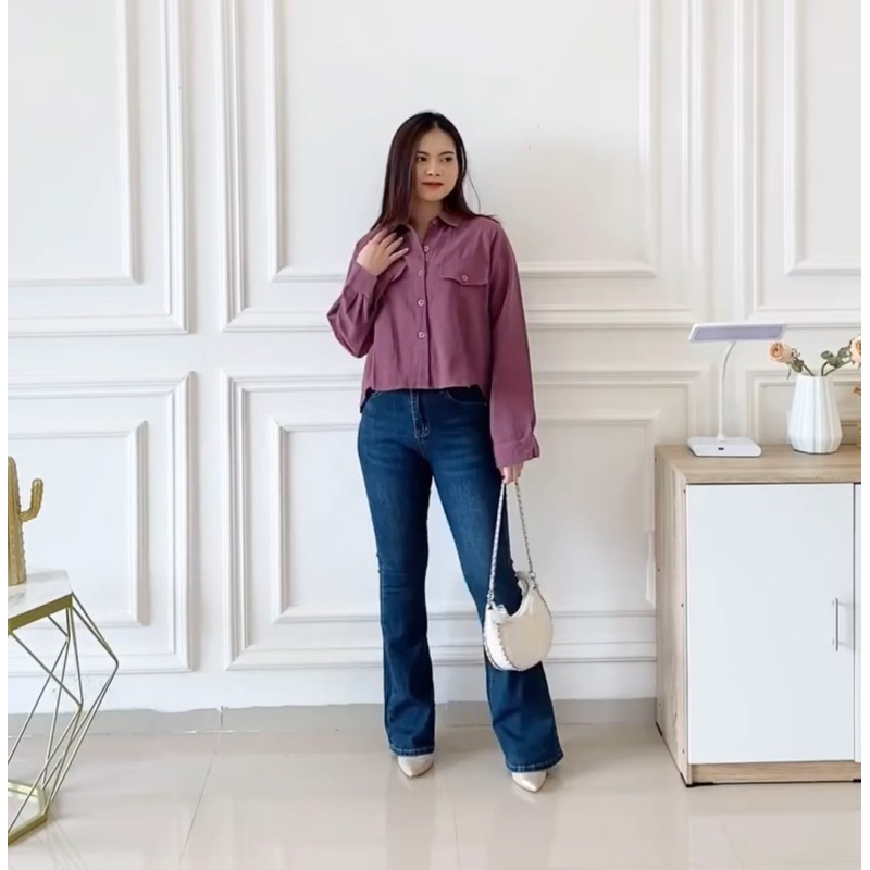 LINEN MIDA BLOUSE || ATASAN CROP BAHAN LINEN TERBARU || ATASAN FULL KANCING TERBARU VIRAL || OOTD FA