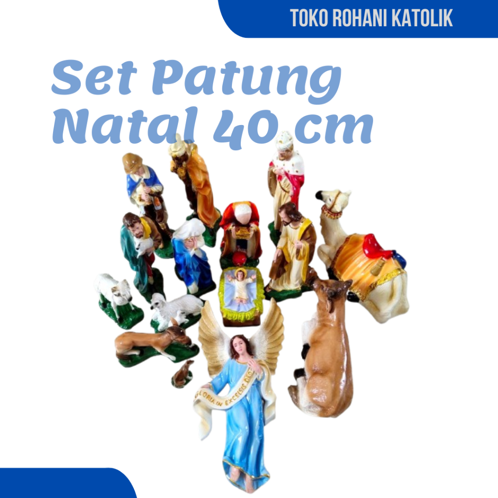 SET PATUNG NATAL 40 CM / HADIAH NATAL / NATIVITY SCANE / PATUNG TUHAN YESUS / PATUNG BUNDA MARIA /GE