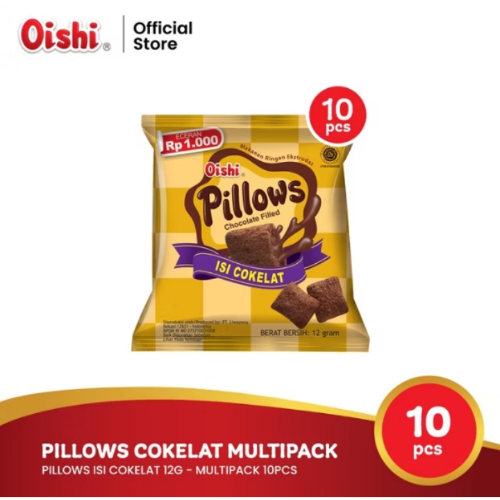 

PILLOW SNACK RASA CHOCOLATE / COKLAT OISHI 1 RENCENG (10 x 12 gr)