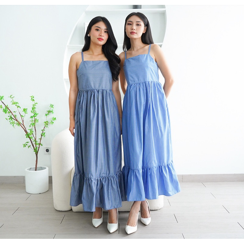 LYODRA - DRESS MAXI BERGARIS WANITA KATUN