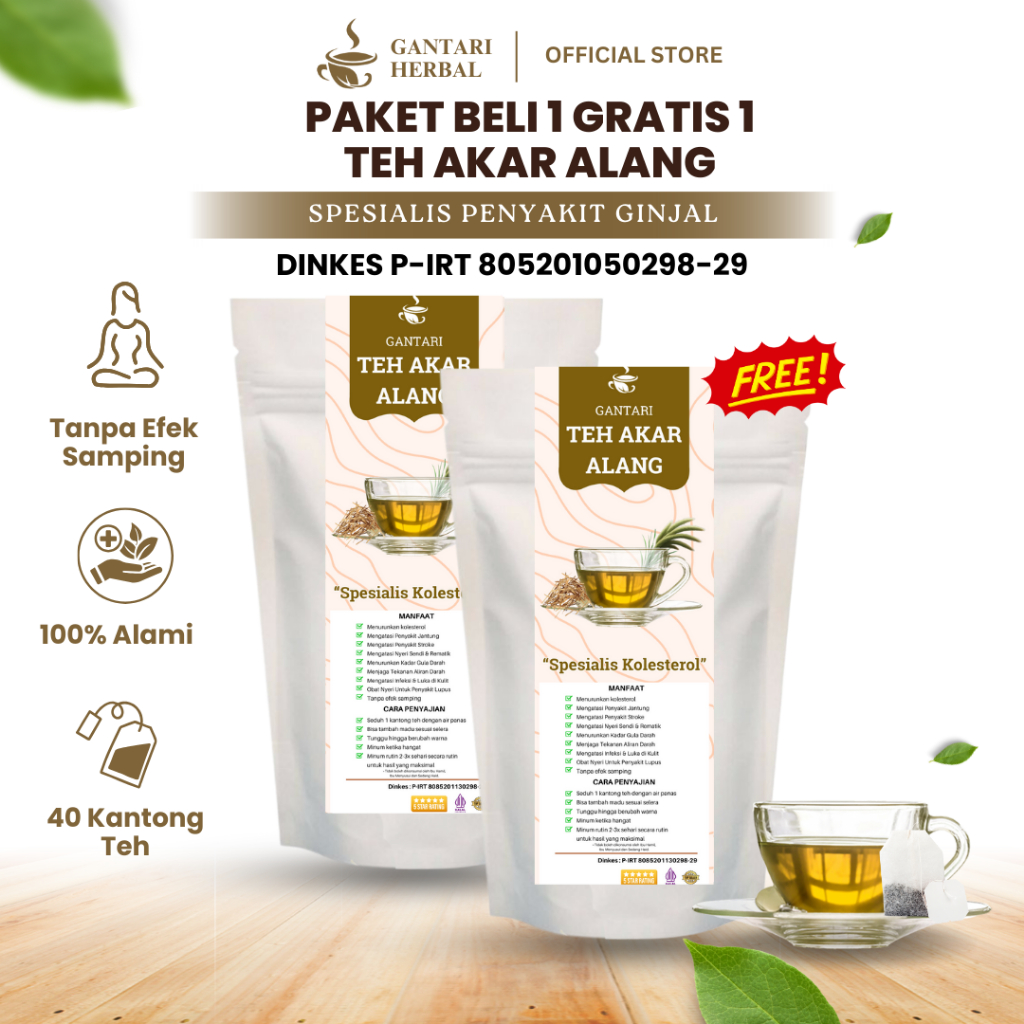 

Gantari Teh Akar Alang-Alang | Obat Gagal Ginjal, Cuci Darah, Kencing Berbusa | Beli 1 Gratis 1