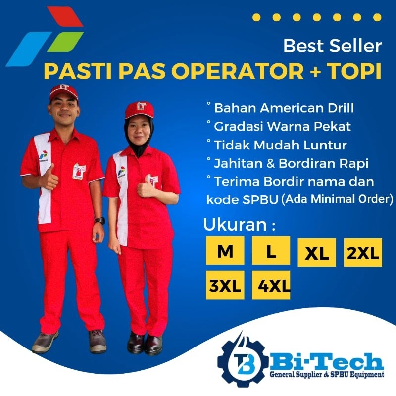 Seragam plus Topi SPBU Pertamina Pasti Pas Plus Topi Seragam Operator SPBU Admin Pengawas Teknisi OB