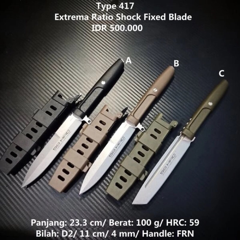 Pisau Outdoor Extrema Ratio Shock Berkualitas / Tactical knife extreme Ratio DK