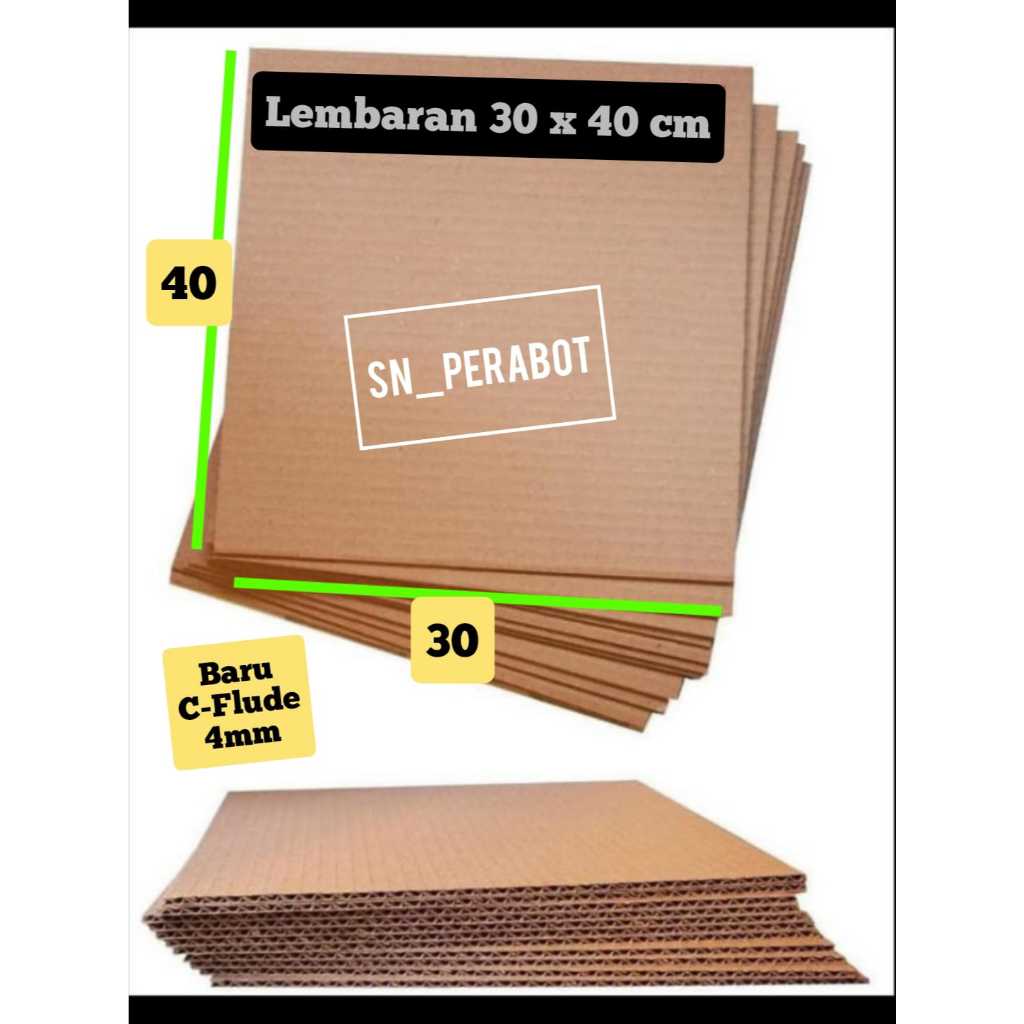 

C-FLUDE 4 MM 30X40 CM / 40x30 cm Kardus Karton Lembaran 30 x 40 cm Sheet Single Wall Corrugated C FLUDE 4MM