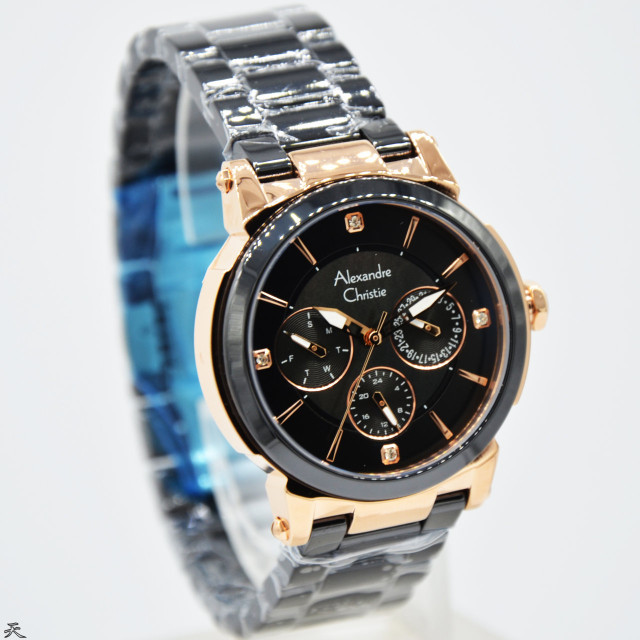 Jam Tangan Wanita Alexandre Christie AC2517 AC 2517 Rosegold Black Original Garansi Resmi 1 Tahun