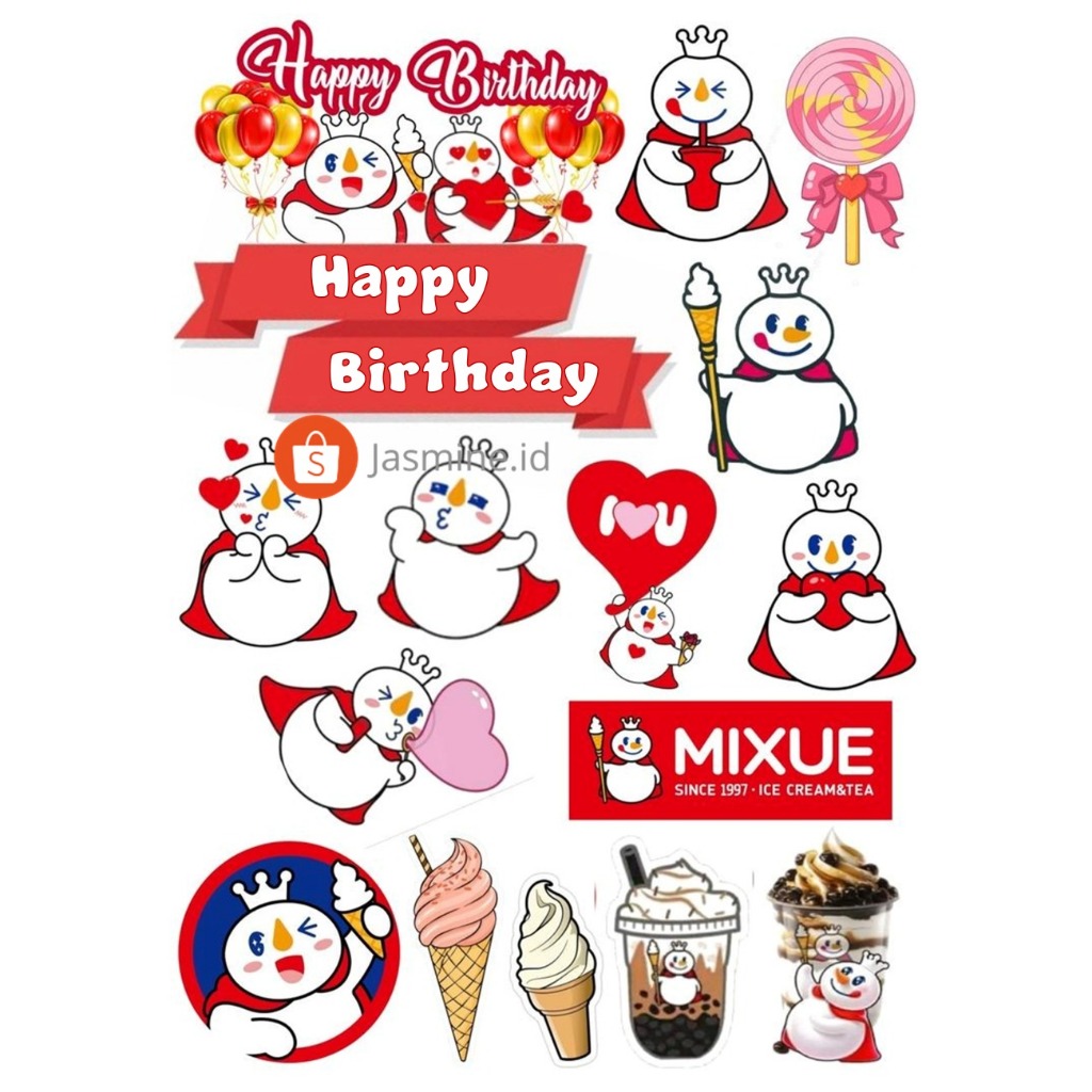 TOPPER MIXUE ice cream Custom/Hiasan Kue ULTAH MIXUE