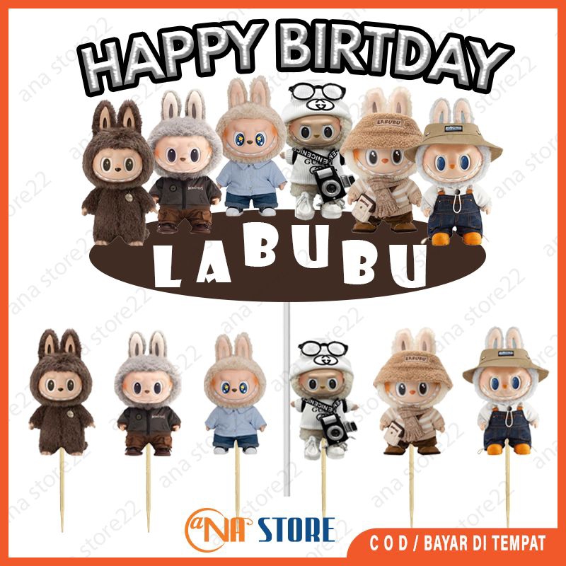 Topper Karakter Labubu | Topper Labubu Happy Birthday | Labubu Hari Guru