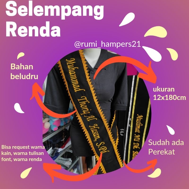 Selempang Renda Wisuda / Selempang Wisuda / Selempang Beludru
