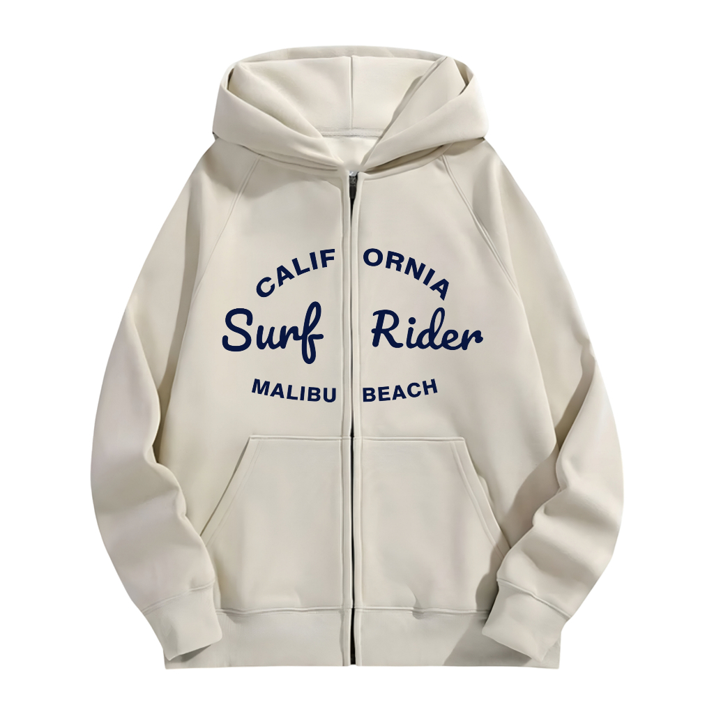 Hoodie zipper Malibu Beach California Krem Sanamy simplix Fleece Grm 240