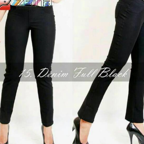KF7 Celana Panjang Wanita Dewasa Denim Fullblack Zetha  Celana Kerja  Celana Santai  Celana Olahraga
