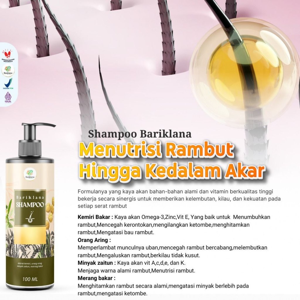 Paket Minyak Kemiri Bakar dan Sampo Kemiri Hitam 100ml - 100% Asli Penghitam dan Penumbuh Rambut
